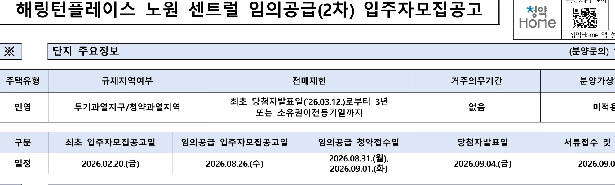 해링턴플레이스 노원 센트럴 2차 무순위 임의공급 15세대|8월 31일·8.1~8.7억 1 해링턴플레이스 노원 센트럴 2차 무순위 핵심 일정 및 신청 자격