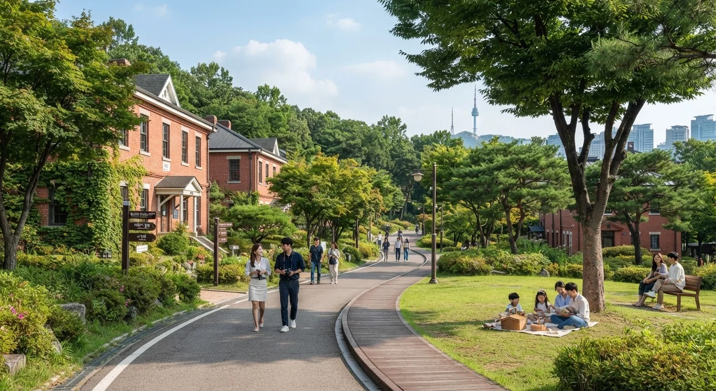 용산공원 관람 안내 및 부분개방 예약 위치와 최근 쟁점 분석 1 용산공원 장교숙소 5단지 부분개방 부지 산책로와 붉은 벽돌 건물 전경