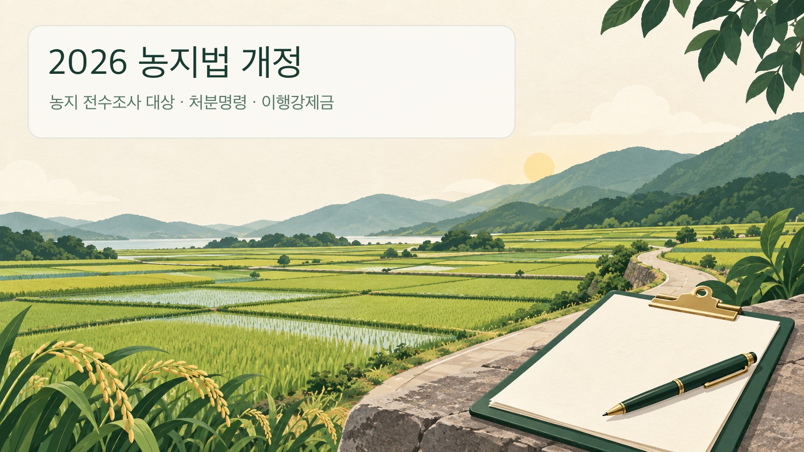 농지 전수조사 대상이면 농지를 팔아야 할까? 2026 농지법 개정·처분명령·이행강제금 정리 1 농지 전수조사와 농지법 개정 안내 대표 이미지